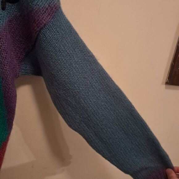 IVY sweater women's large L argyle y2k 00s mohair colorful hippie colorblock - Picture 2 of 10